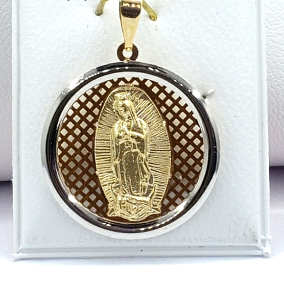 14k REAL GOLD High Polished Guadalupe Pendant 20mm - Picture 2 of 6